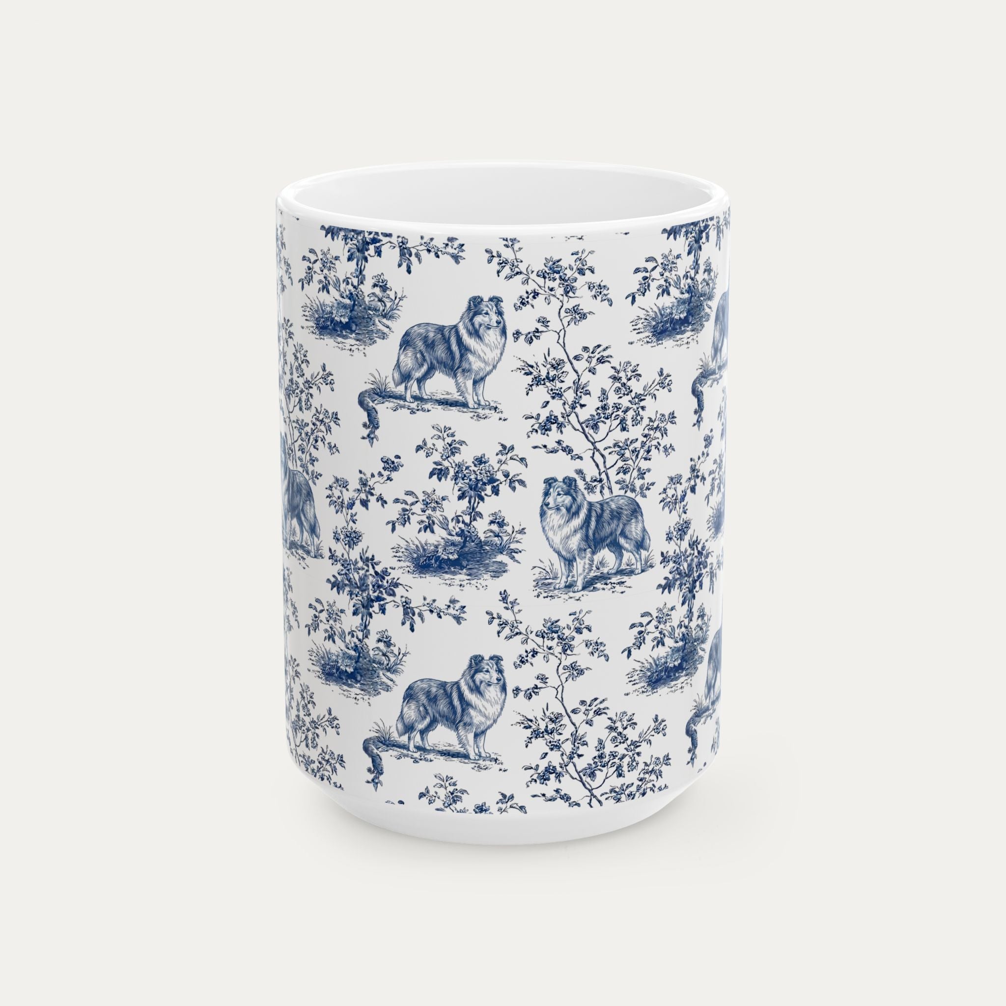 Shetland Sheepdog Blue Toile Mug