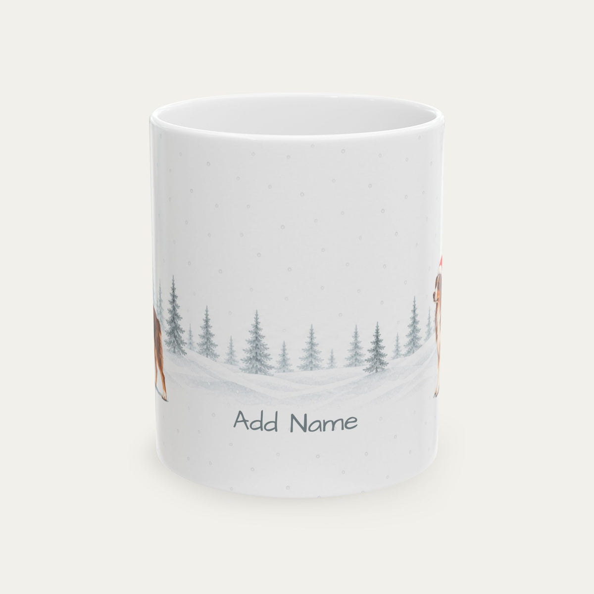 Custom Australian Shepherd Red Tri color Christmas Santa Hat Mug