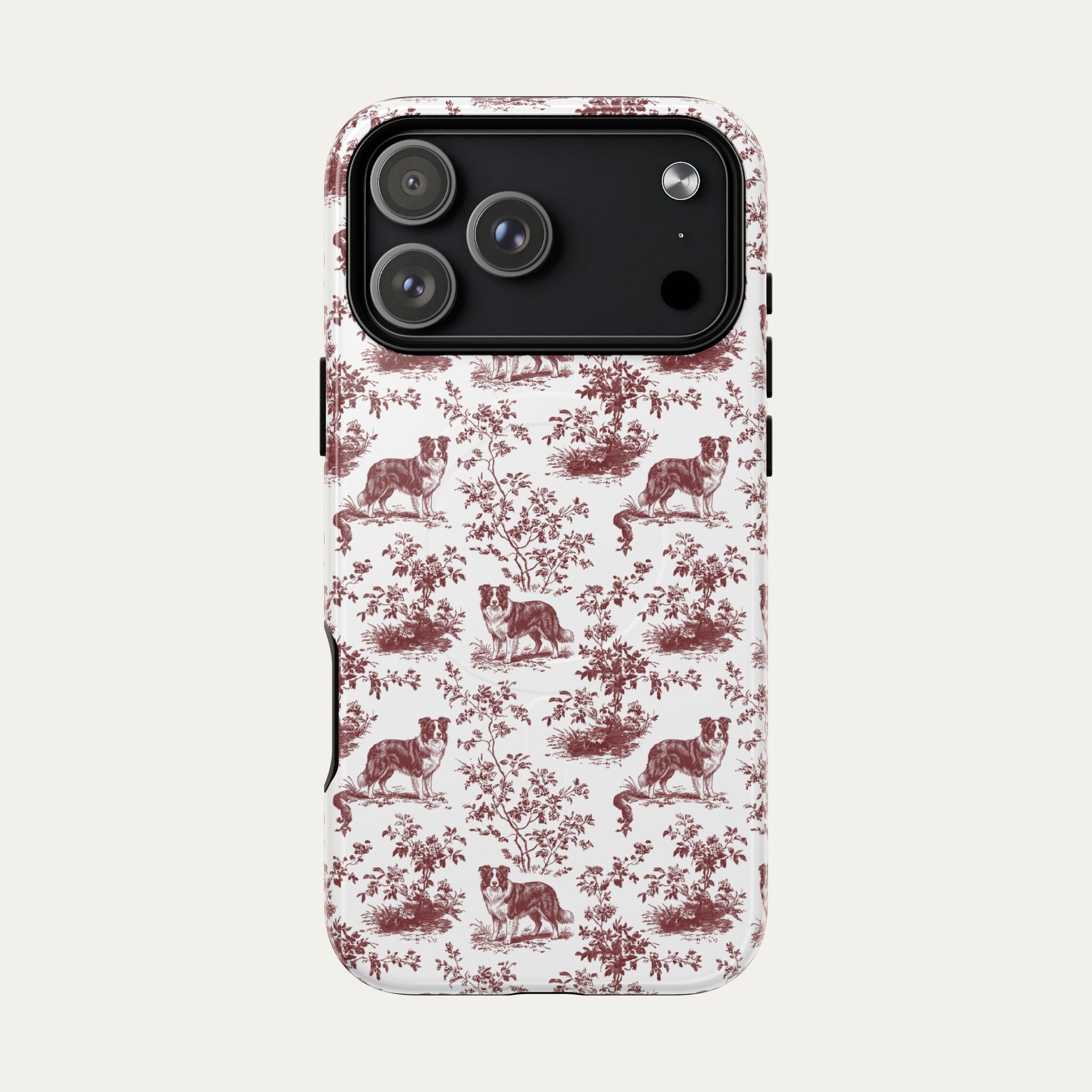 Border Collie Burgundy Toile phone Case