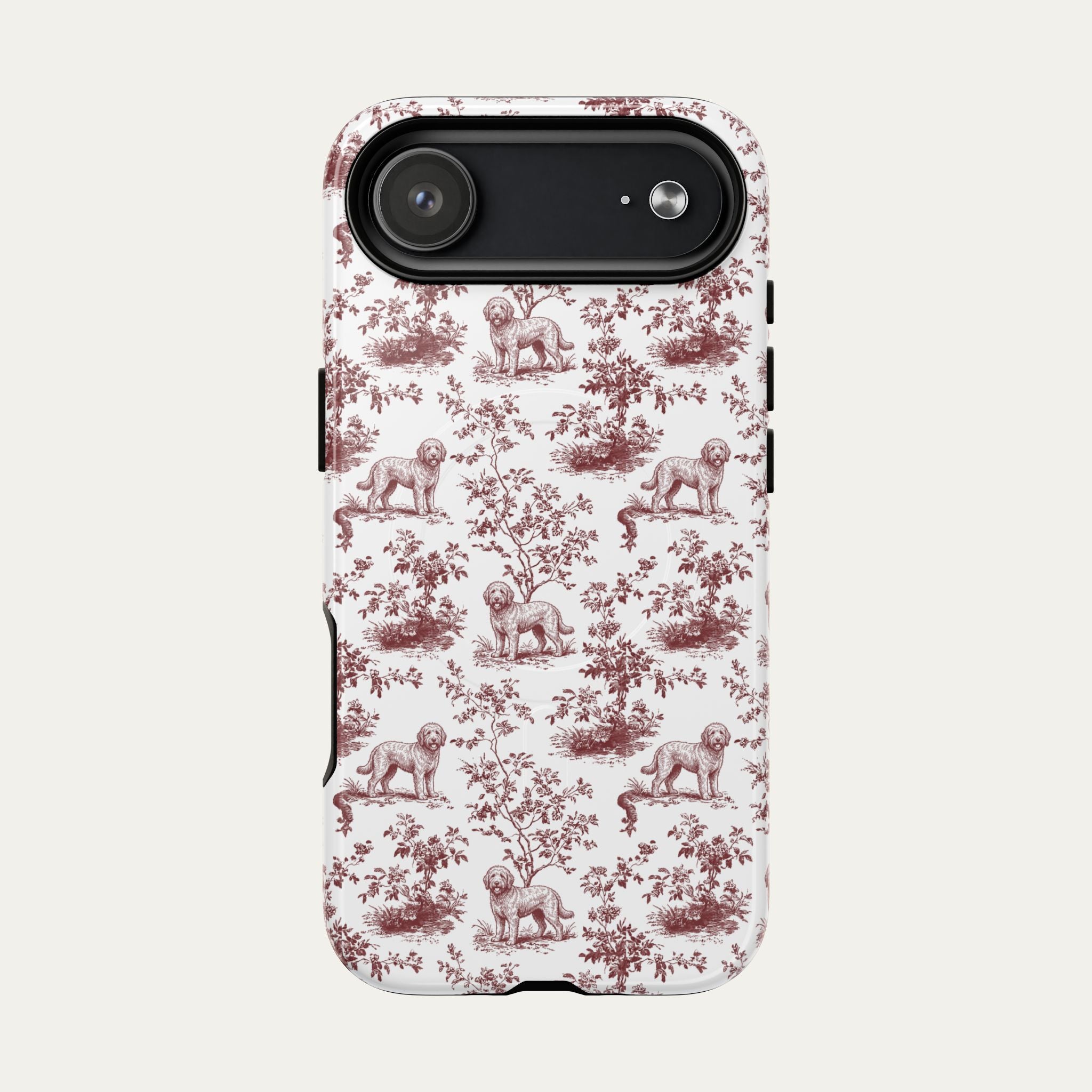 Goldendoodle Burgundy Toile phone Case