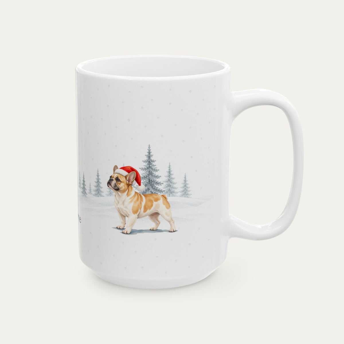 Custom French Bulldog Fawn Pied  Christmas Santa Hat Mug