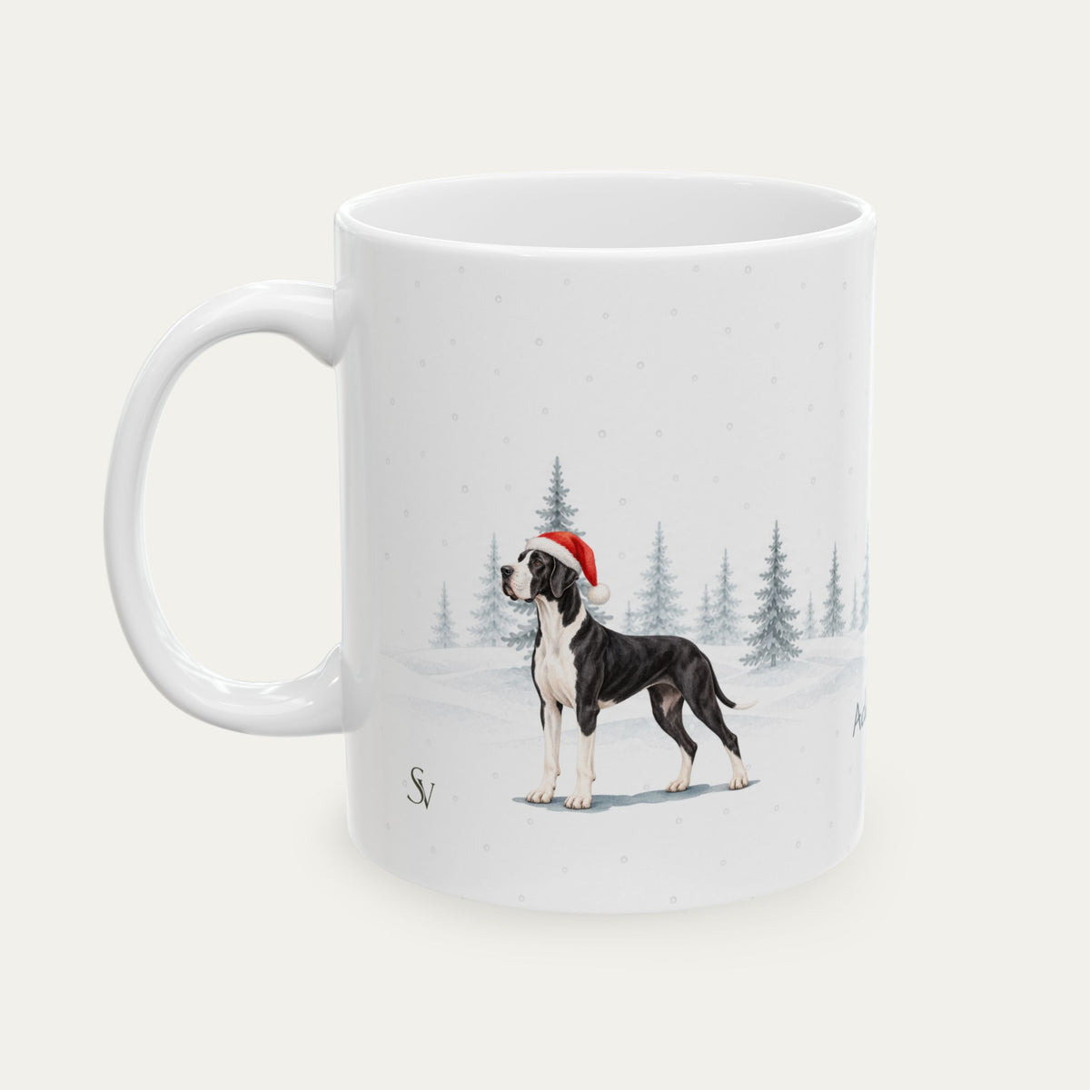 Custom Great Dane Mantle  Christmas Santa Hat Mug