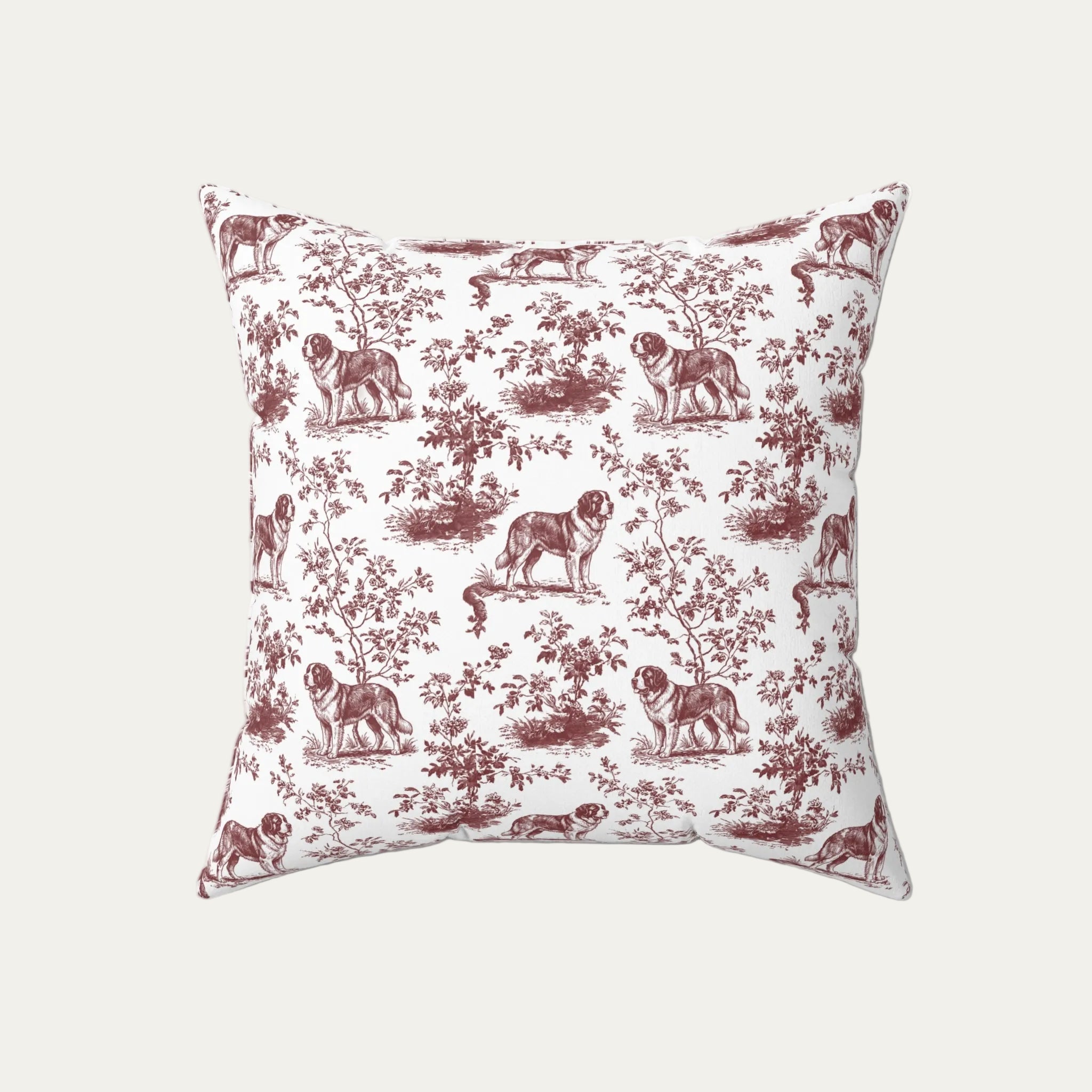 Dog Burgundy French Toile Pillow