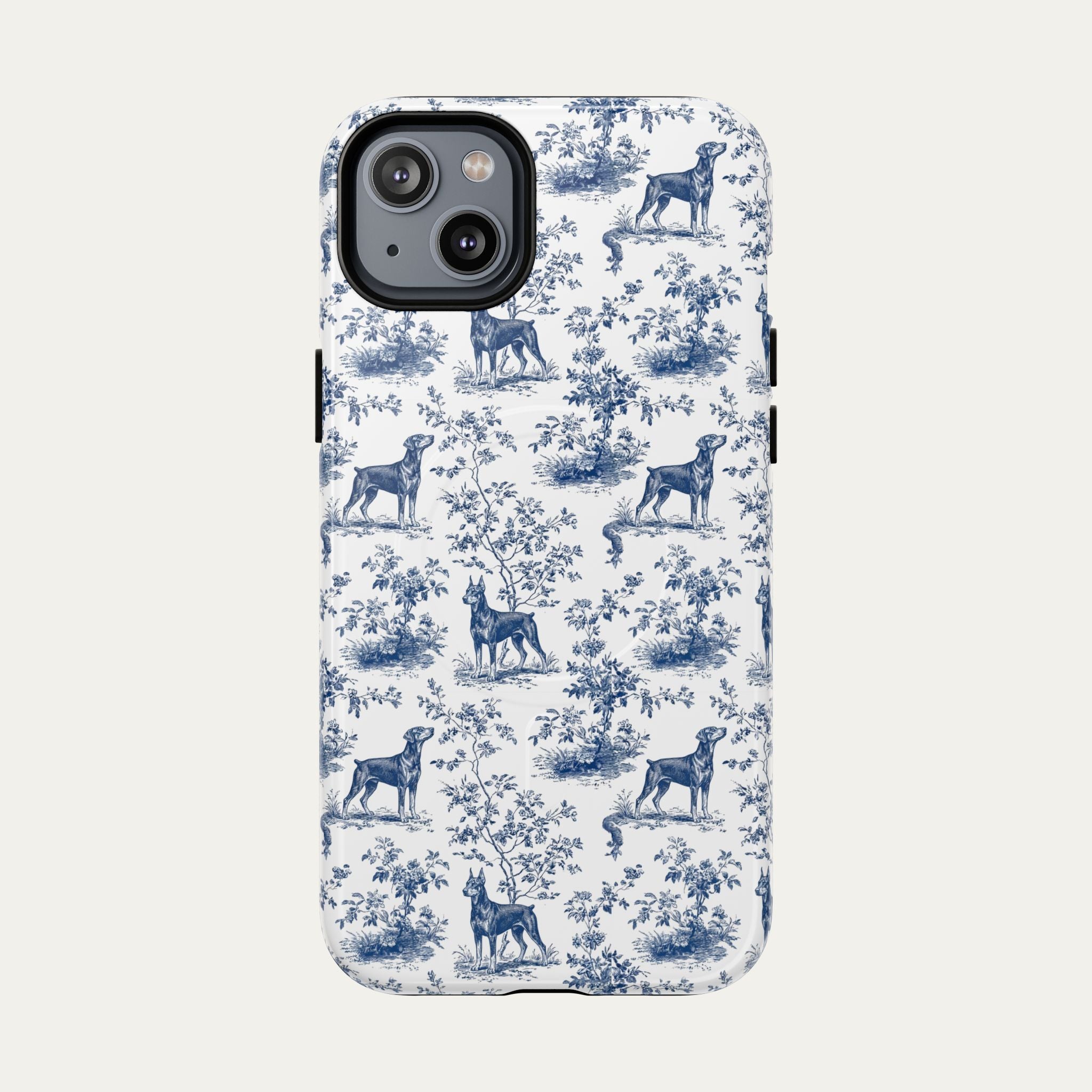 Doberman Blue Toile Phone case