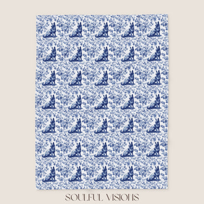 Belgian Malinois French Toile De Jouy Blanket