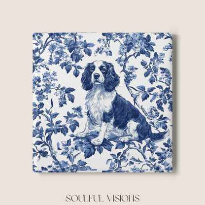 English Springer Spaniel Ceramic Coaster French Toile