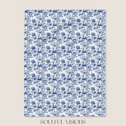 Shih Tzu Toile French Toile De Jouy Blanket