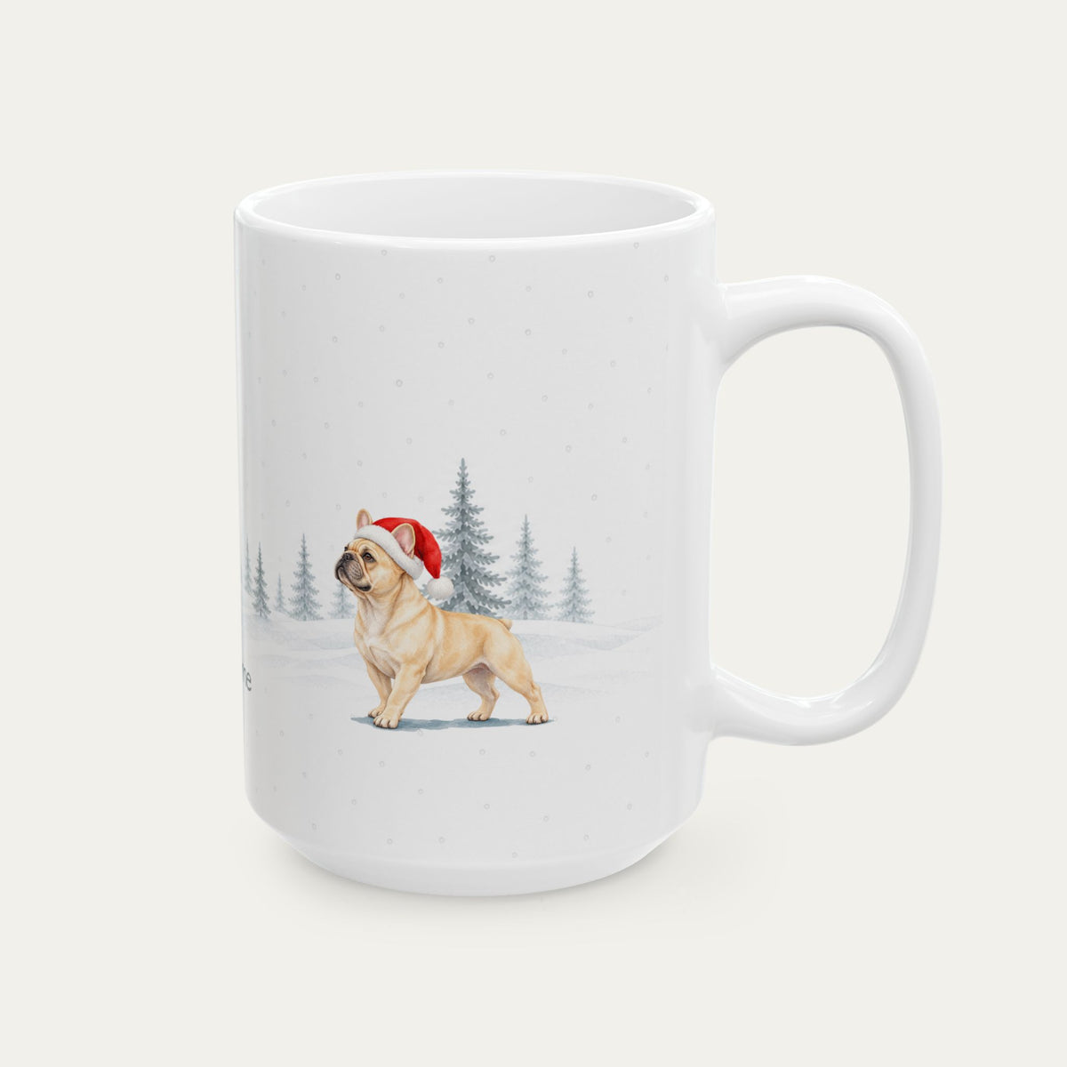 Custom French Bulldog Cream  Christmas Santa Hat Mug
