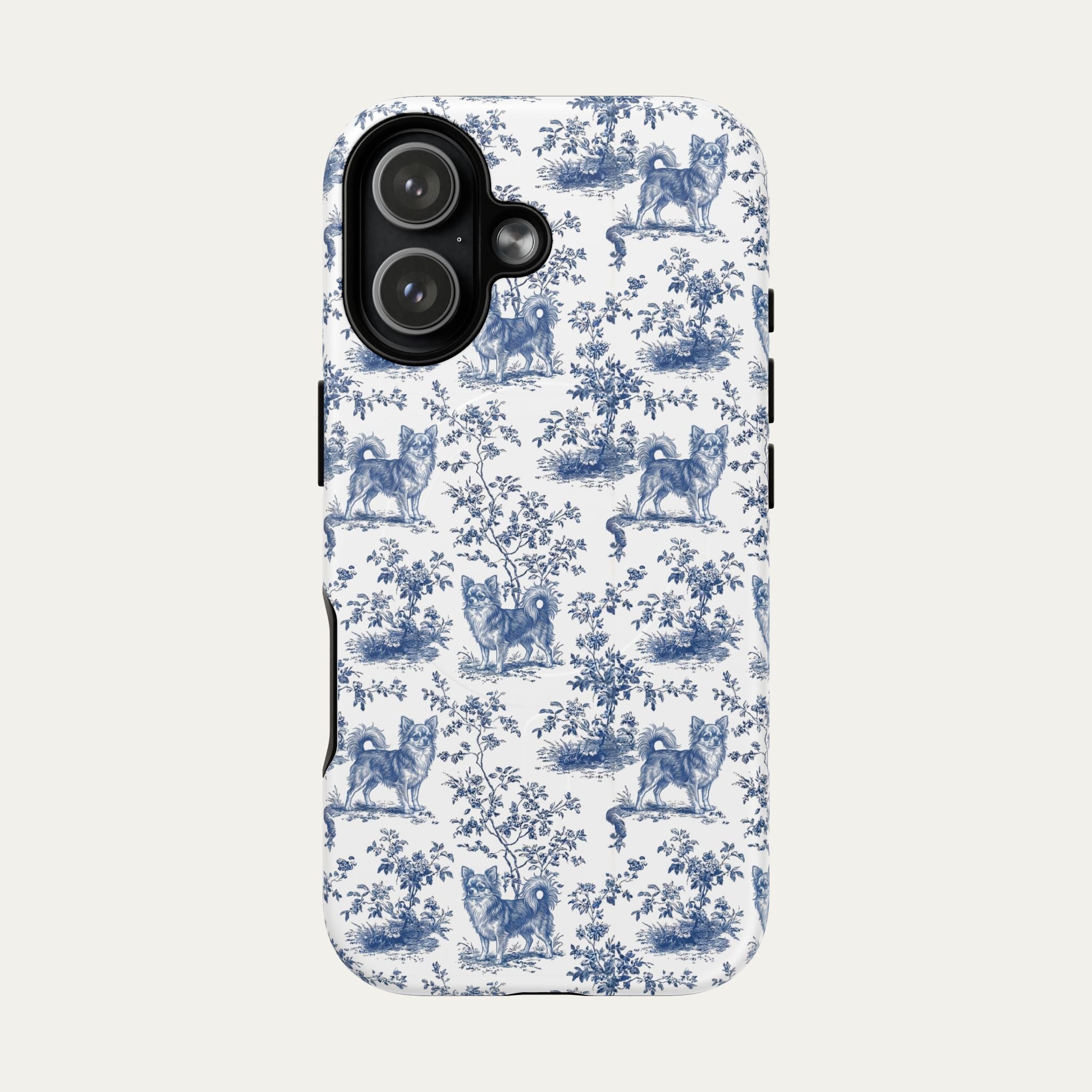 Chihuahua Longhaired Blue Toile Phone case