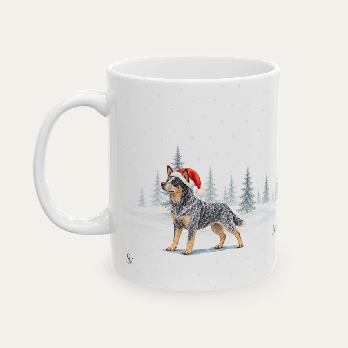 Custom Australian Cattle Dog Blue Christmas Sant Hat Mug