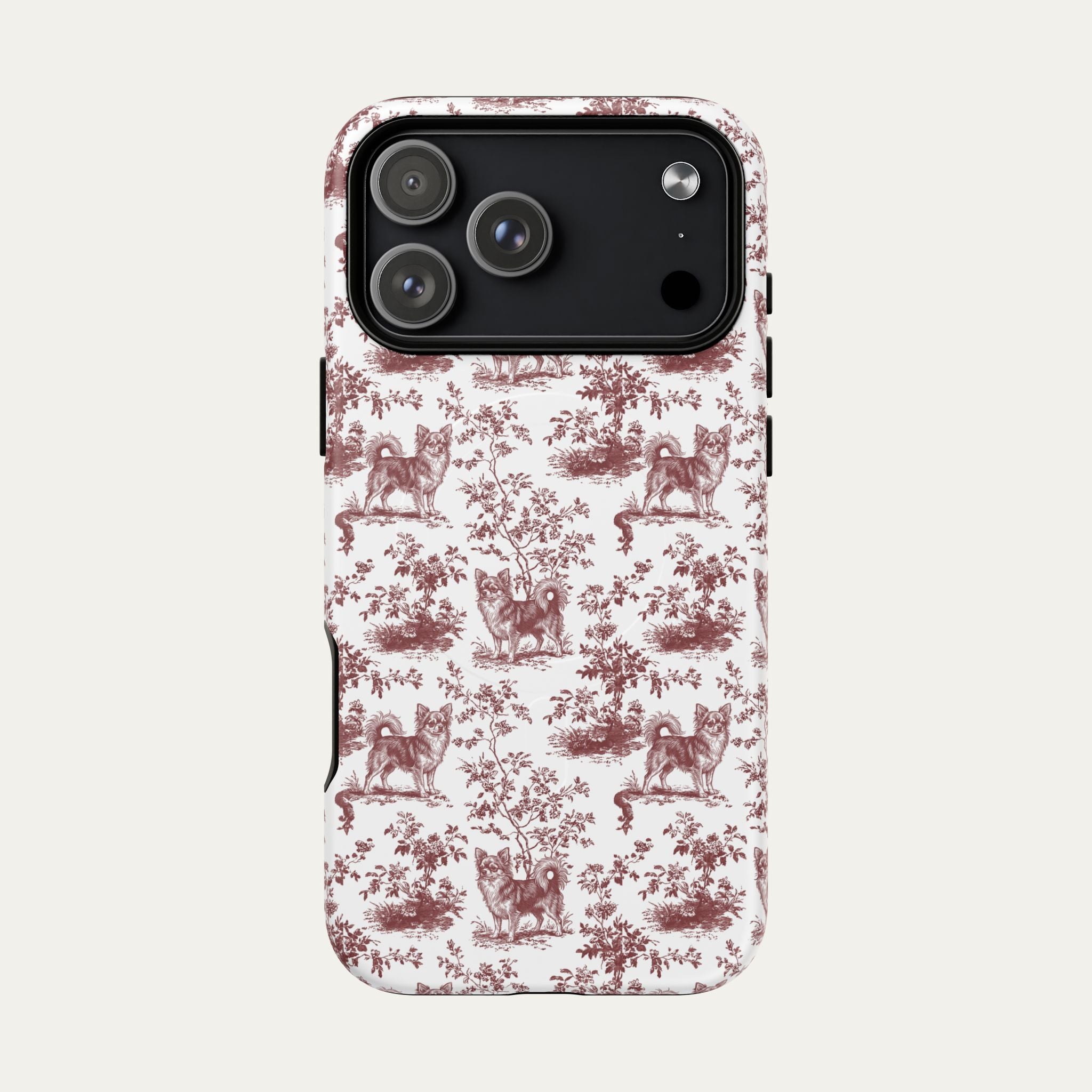 Chihuahua Longhaired Burgundy Toile phone Case