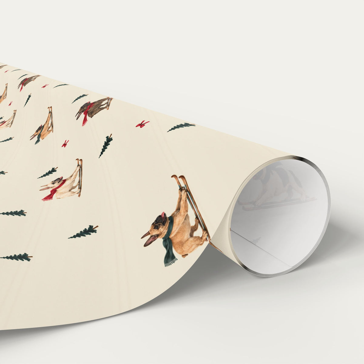 French Bulldog Christmas Skiing Wrapping Paper