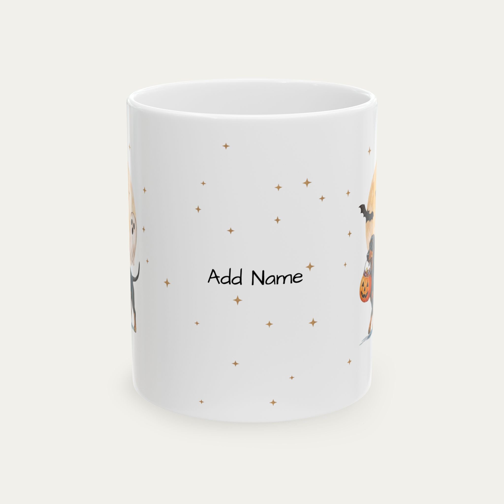 Custom Dachshund SH Black and Tan Halloween mug