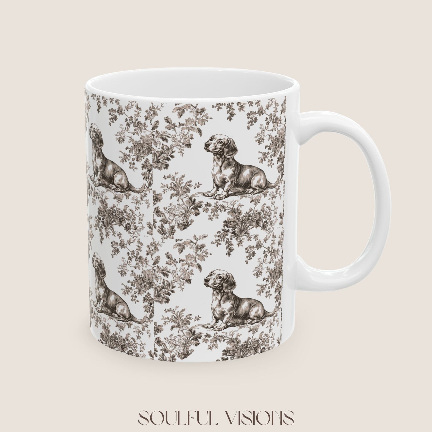 Dachshund Toile De Jouy Mug