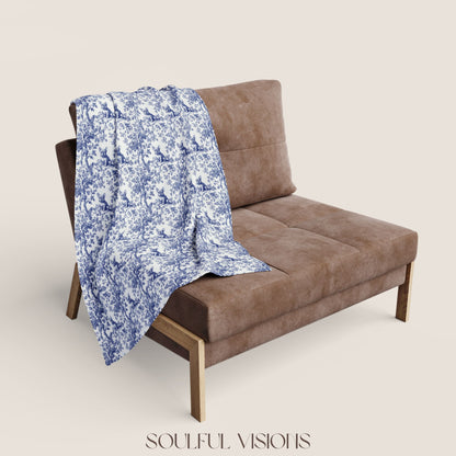 French Bulldog French Toile De Jouy Blanket
