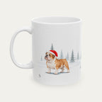 Custom English Bulldog Fawn and White  Christmas Santa Hat Mug