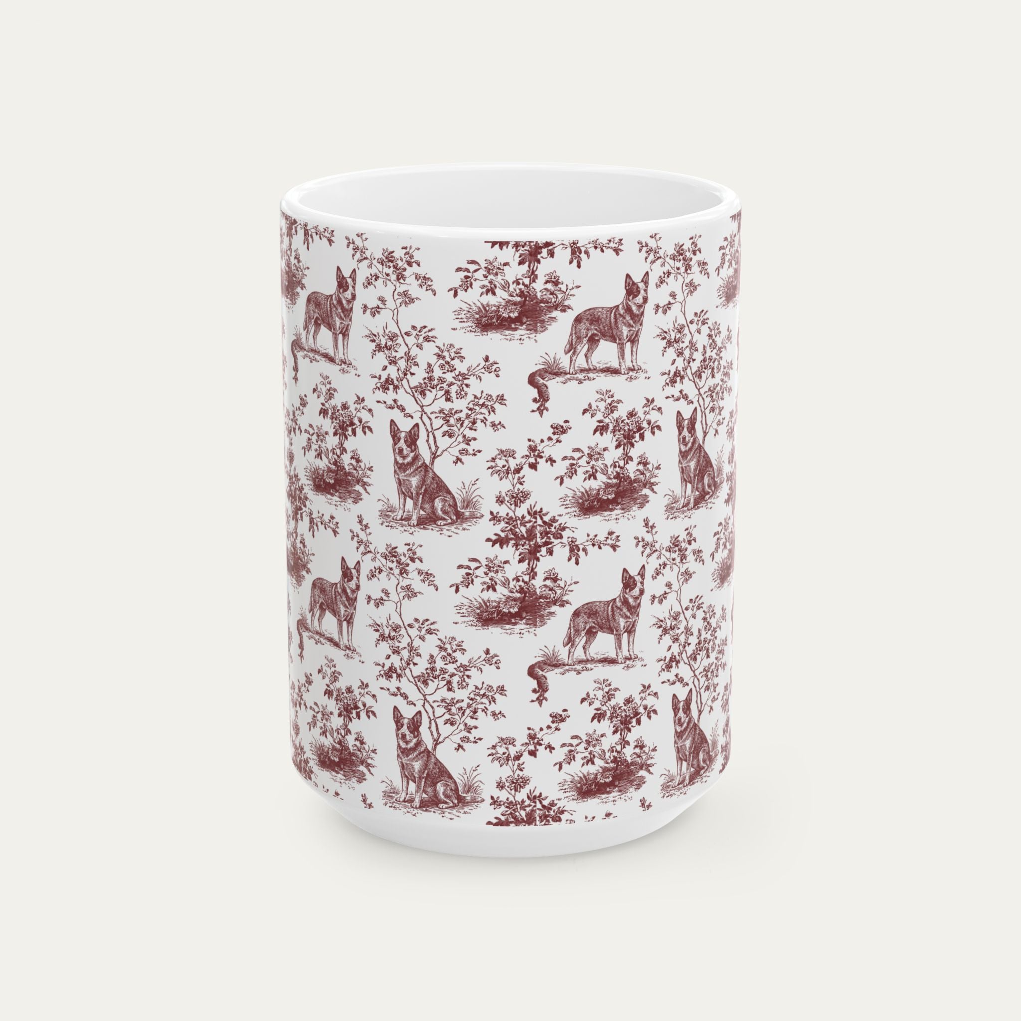 Australian Cattle Dog Burgundy Toile Mug