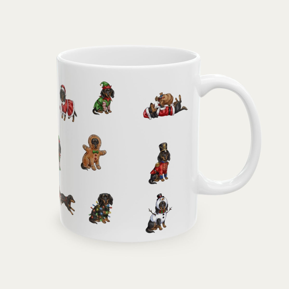 Dachshund LH Black and Tan Christmas Mug