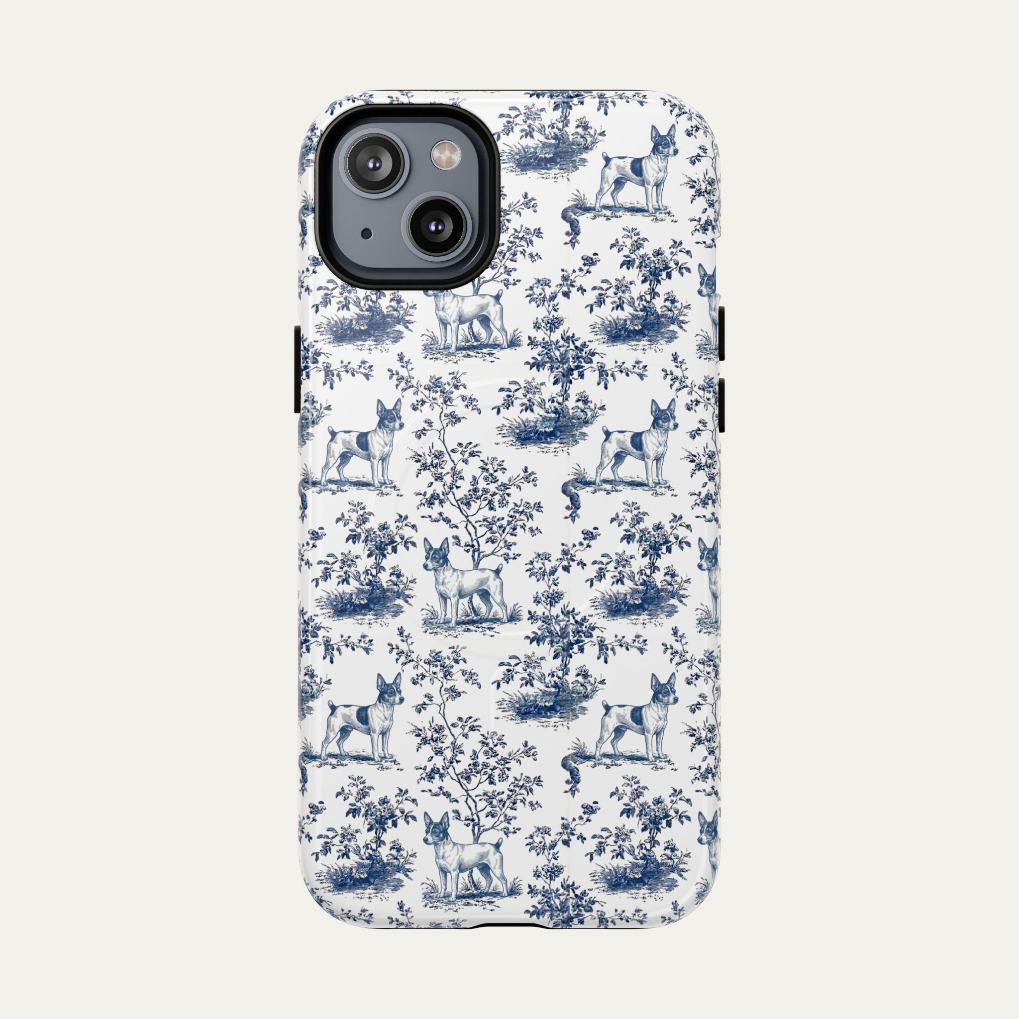 Toy Fox Terrier Blue Toile Phone case