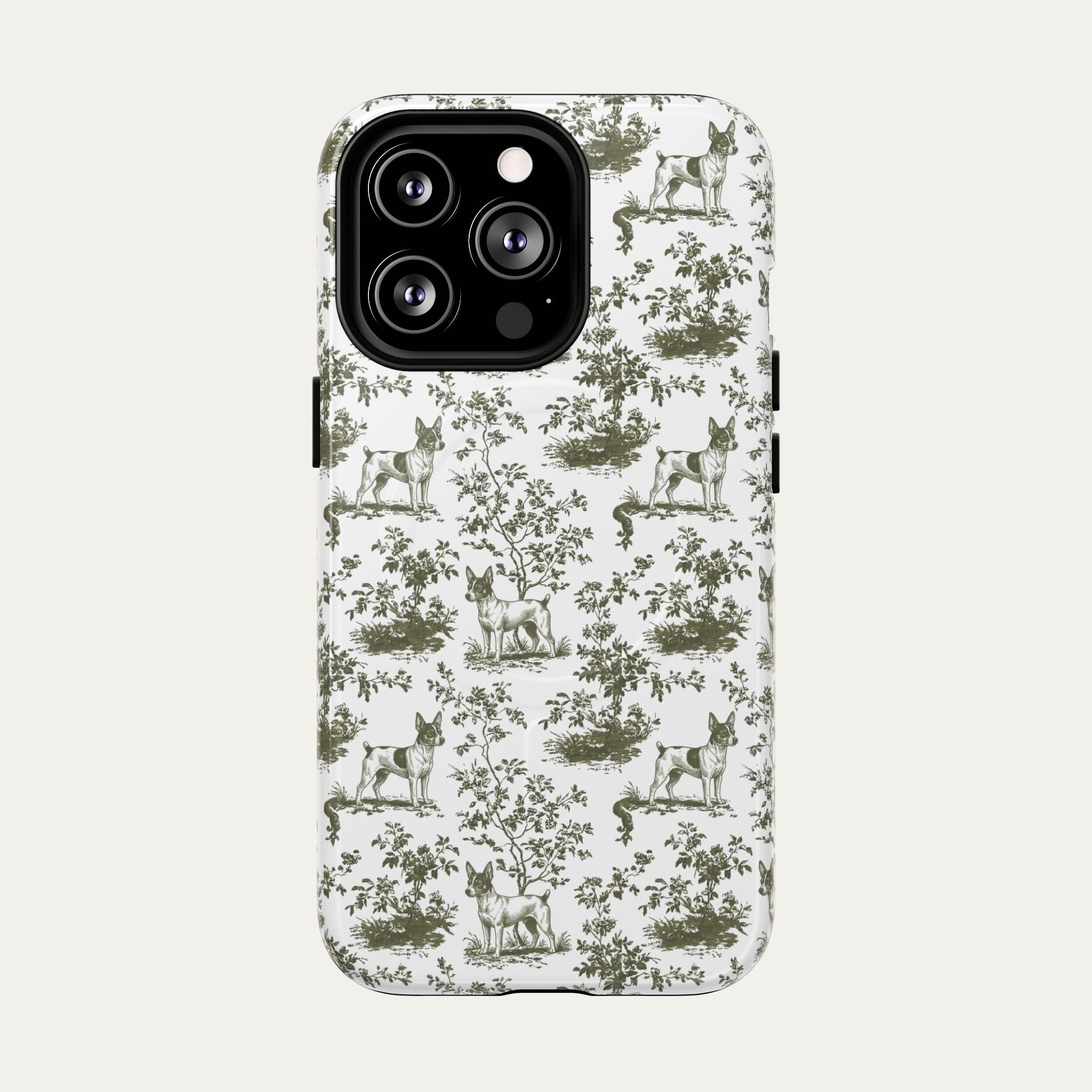 Toy Fox terrier Sage Green Toile phone Case
