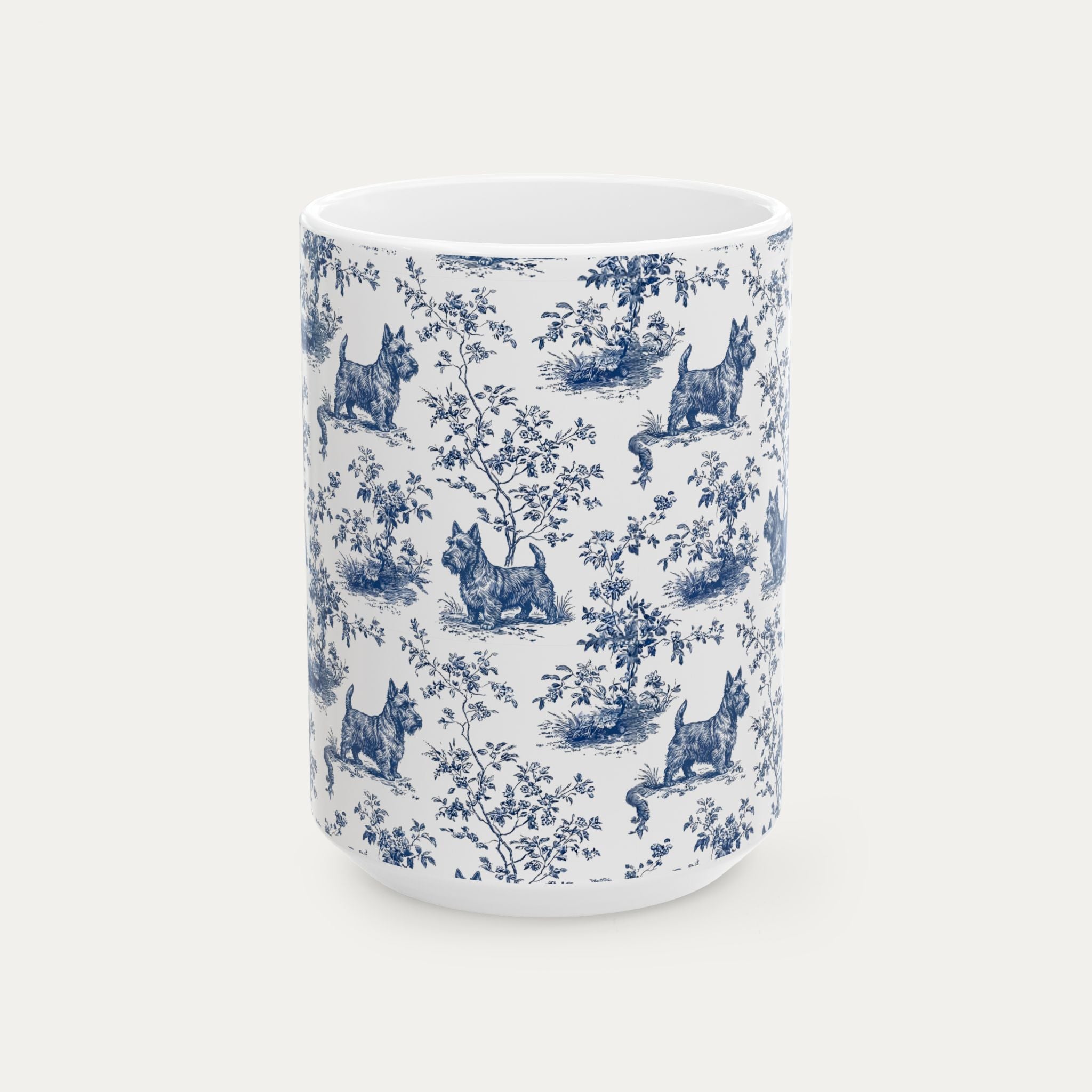 Scottish Terrier Blue Toile Mug