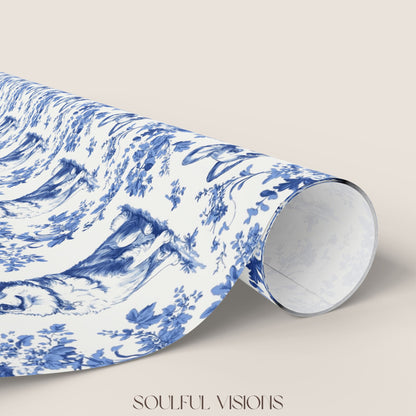 Corgi French Toile De Jouy Wrapping Paper