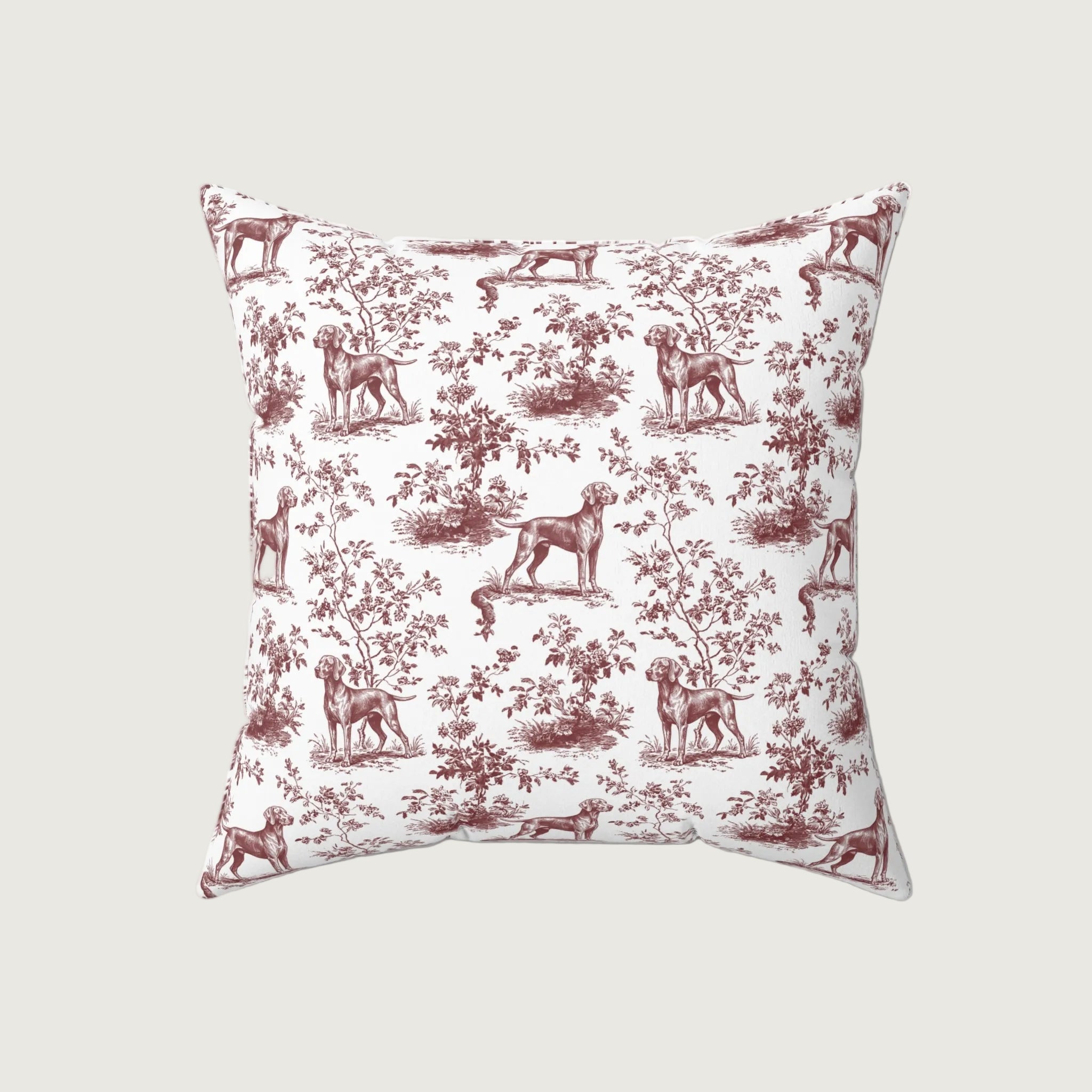 Dog Burgundy French Toile Pillow