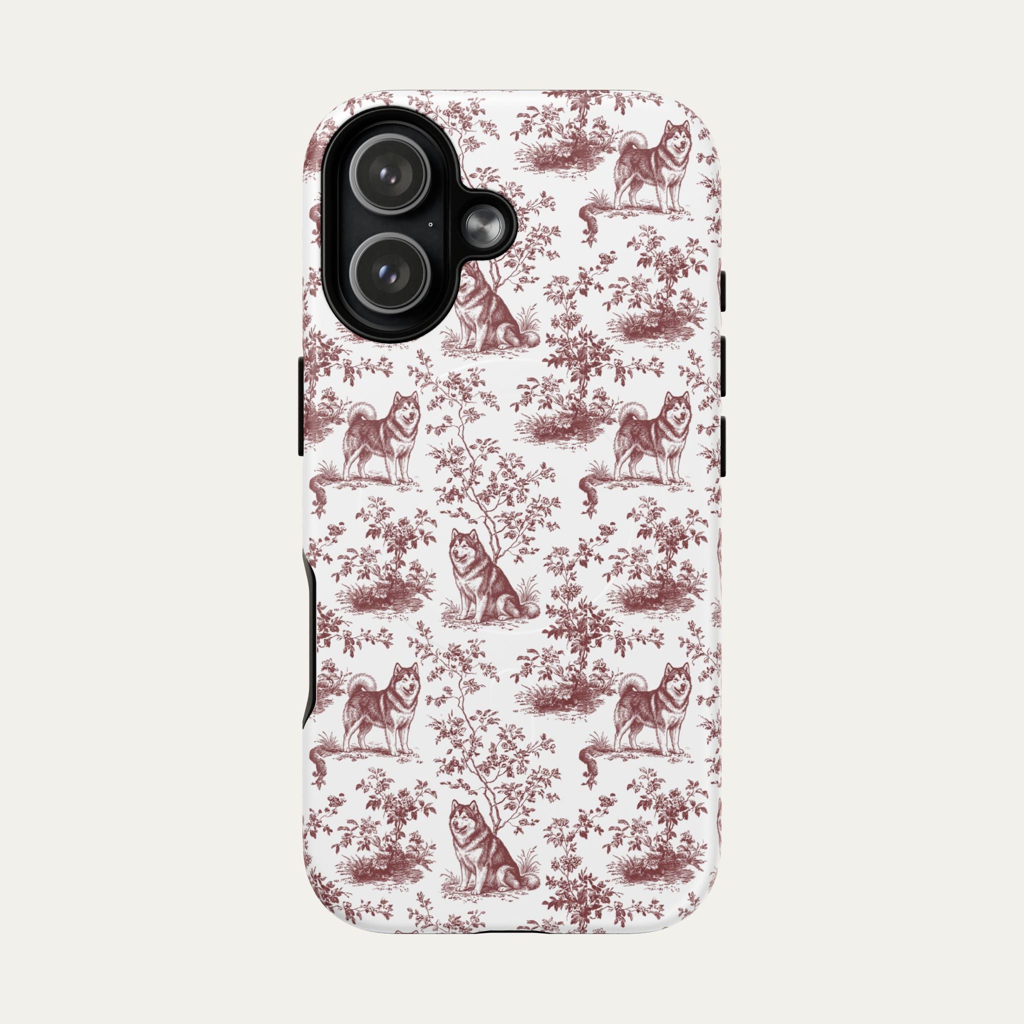 Alaskan Malamute Burgundy Toile phone Case