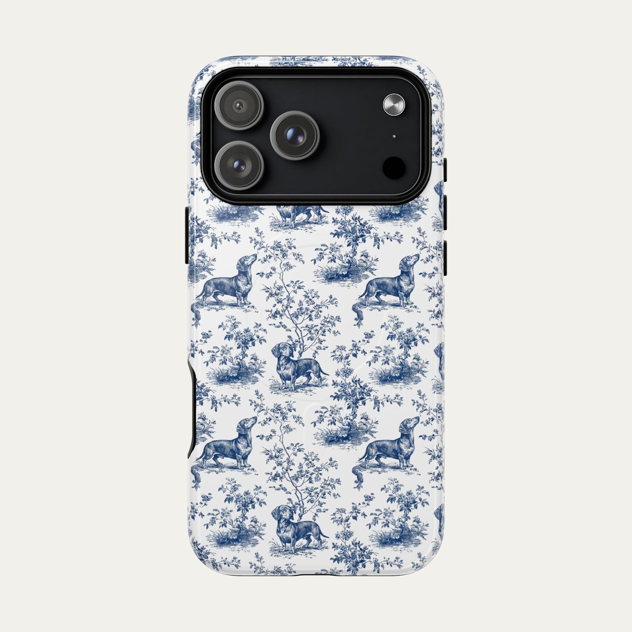 Dachshund Shorthaired Blue Toile Phone case