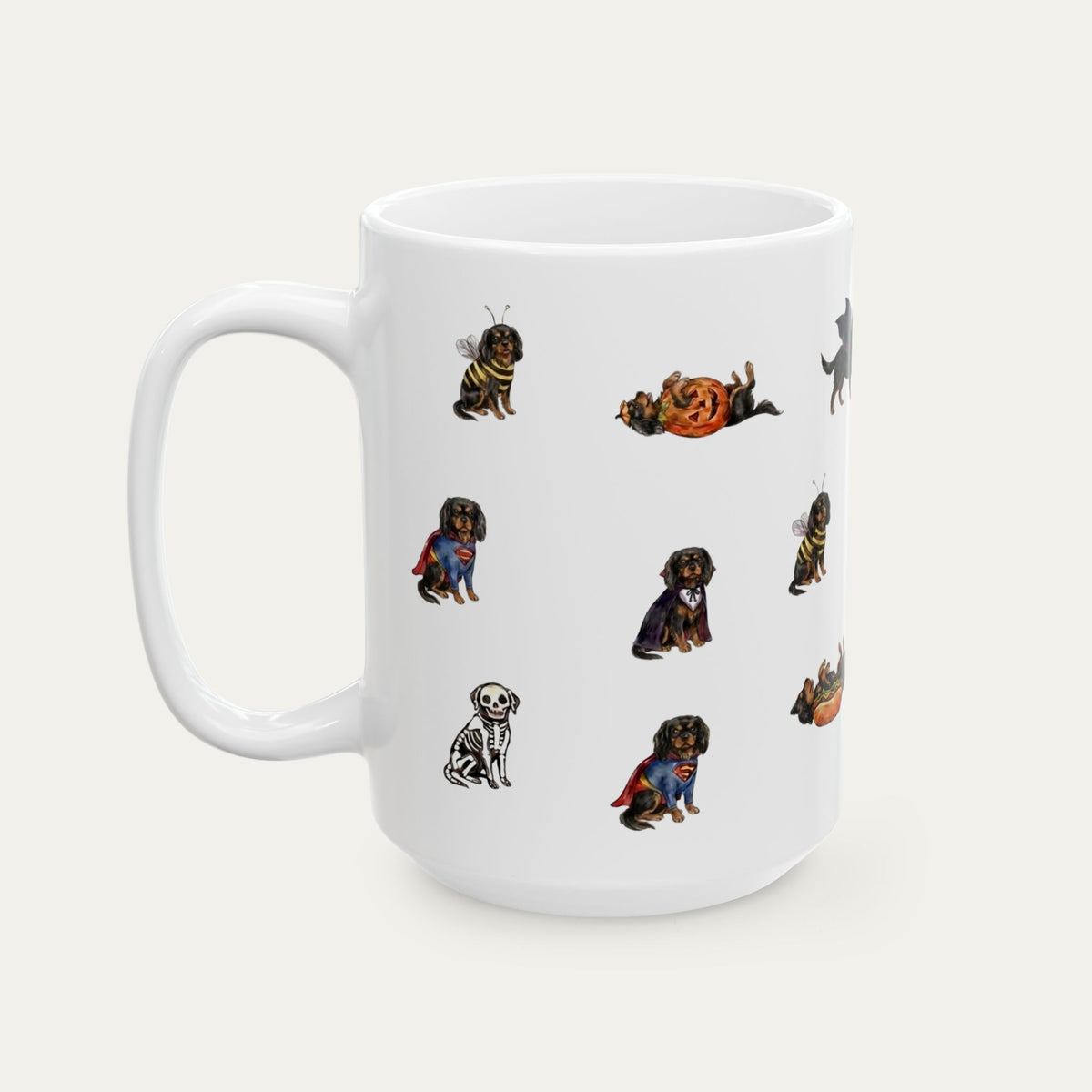Cavalier Spaniel Black and Tan Halloween mug
