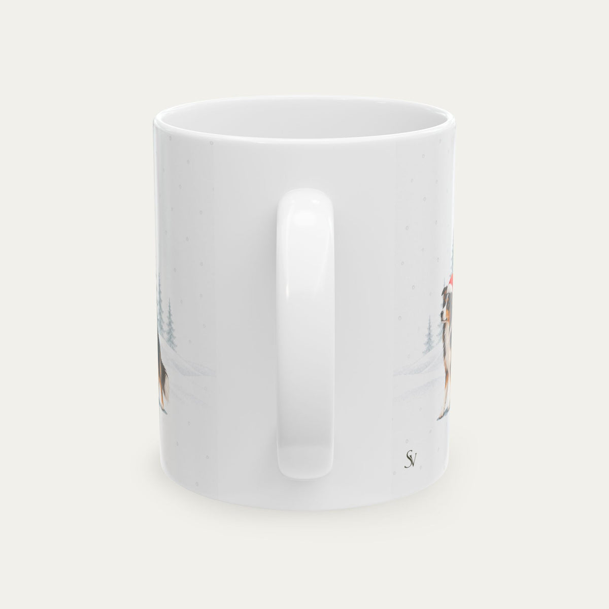 Custom Border Collie Tri Color  Christmas Santa Hat Mug