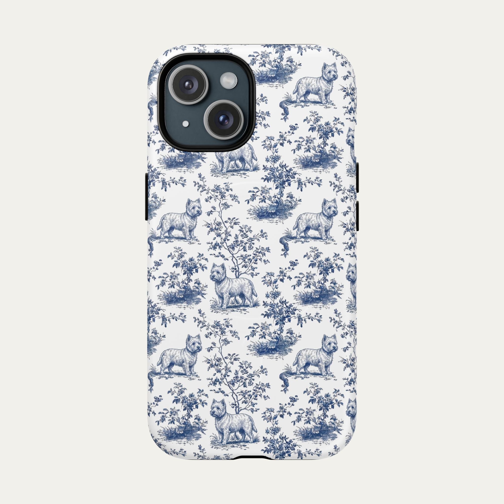 Westie Blue Toile Phone case