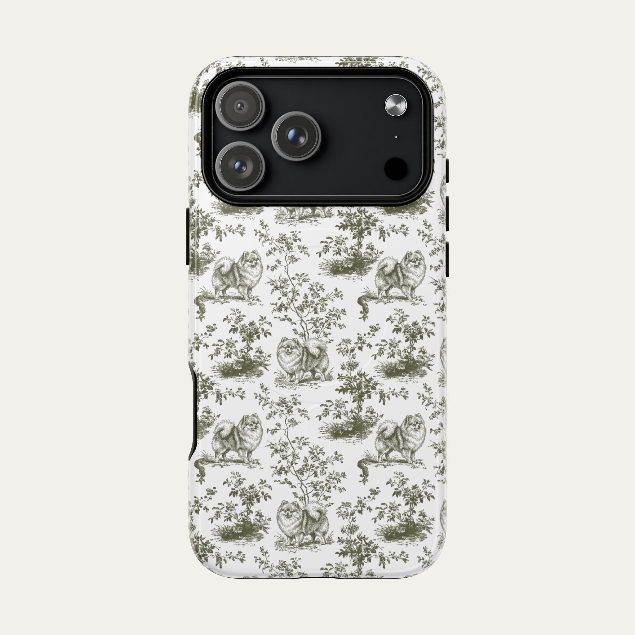 Pomeranian Sage Green Toile phone Case