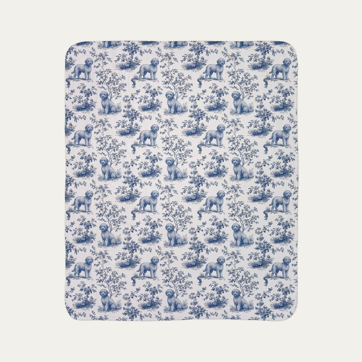 Spanish Water Dog Toile De Jouy Fleece Blanket