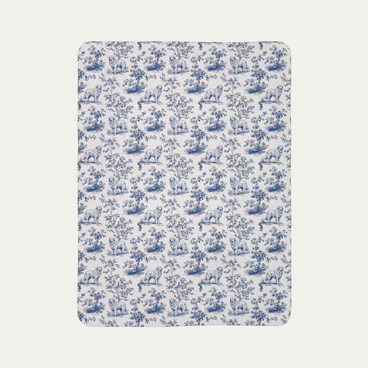 Greate Pyrenees Toile De Jouy Fleece Blanket