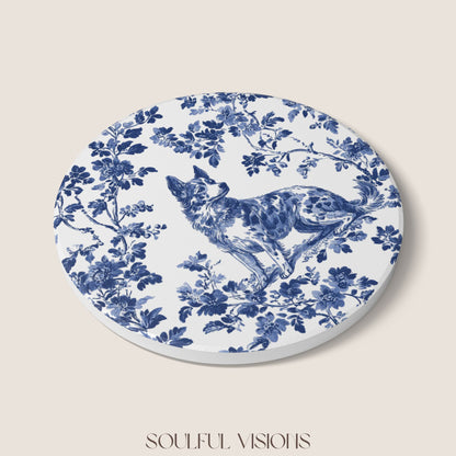Australian Cattle Ceramic Coaster French Blue Toile