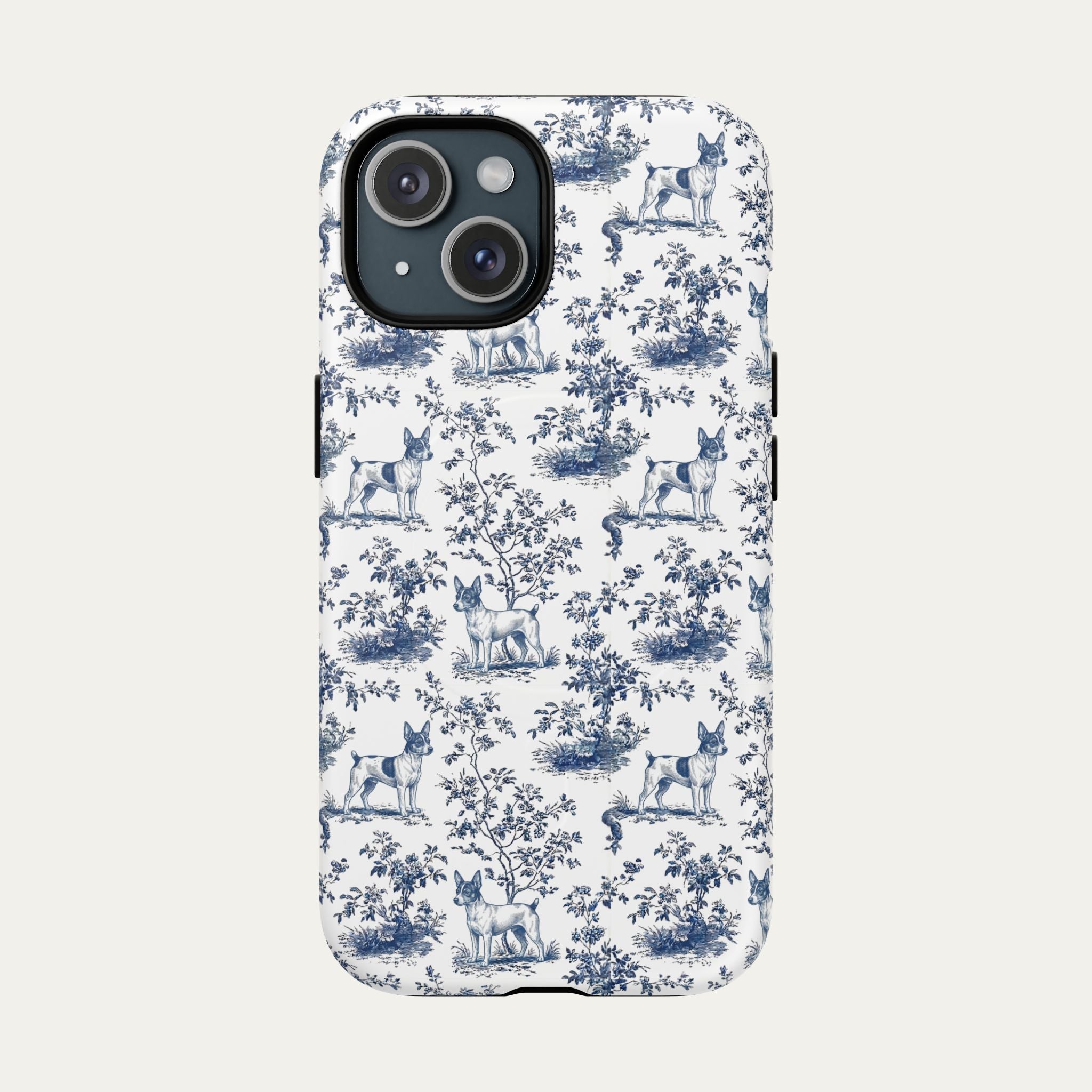 Toy Fox Terrier Blue Toile Phone case