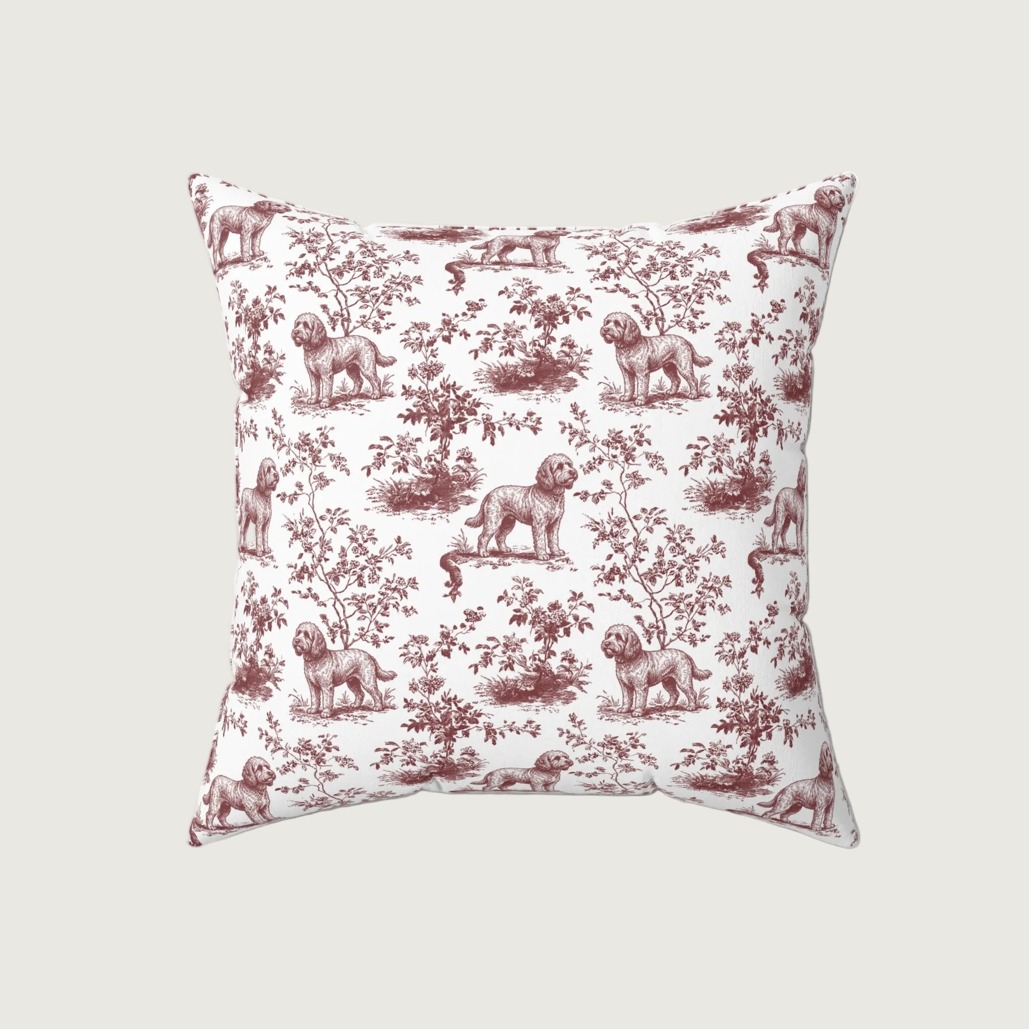 Dog Burgundy French Toile Pillow