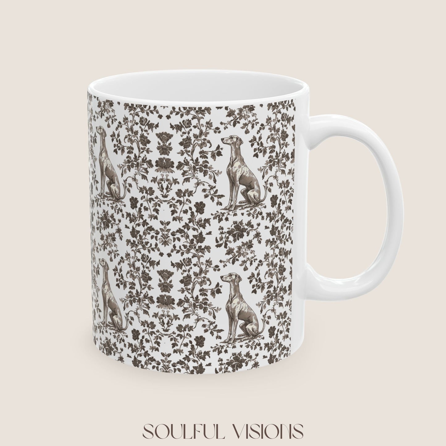 Greyhound Toile De Jouy Mug