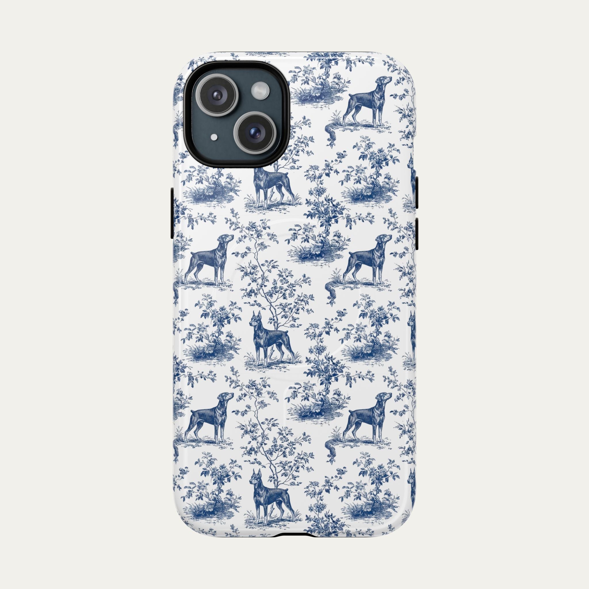 Doberman Blue Toile Phone case