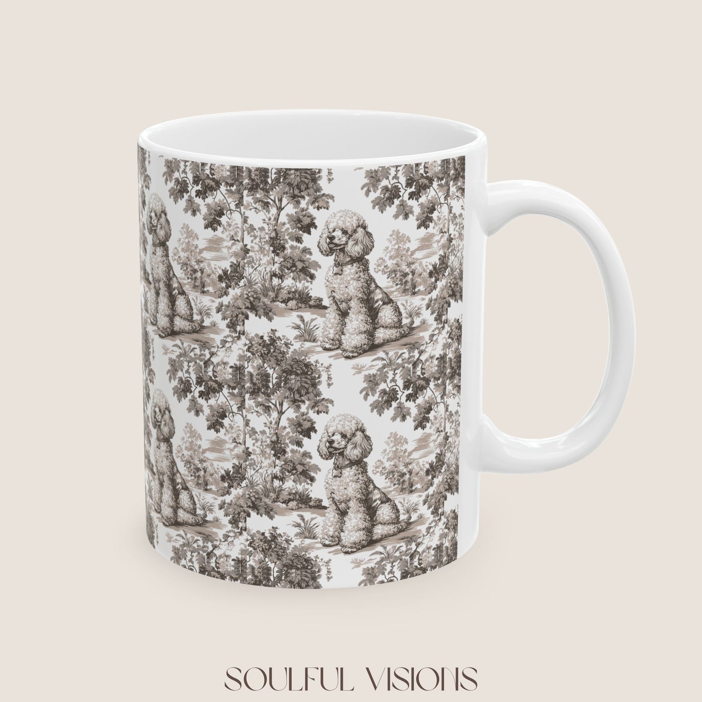 Poodle Toile De Jouy Mug
