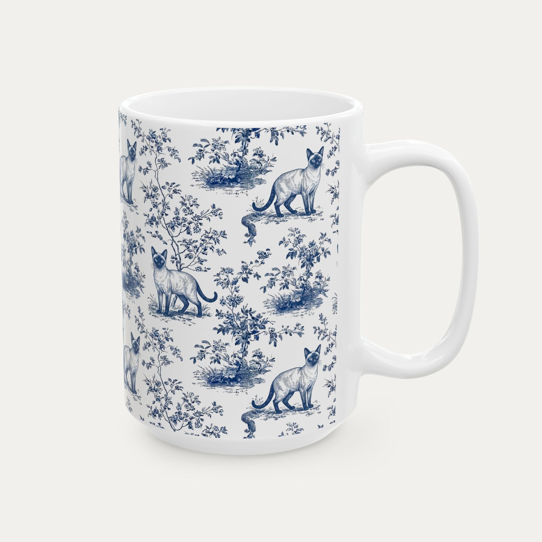 Siamese Cat Blue Toile Mug