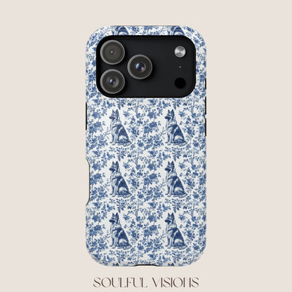 German Shepherd Toile De Jouy Magnetic Phone Case