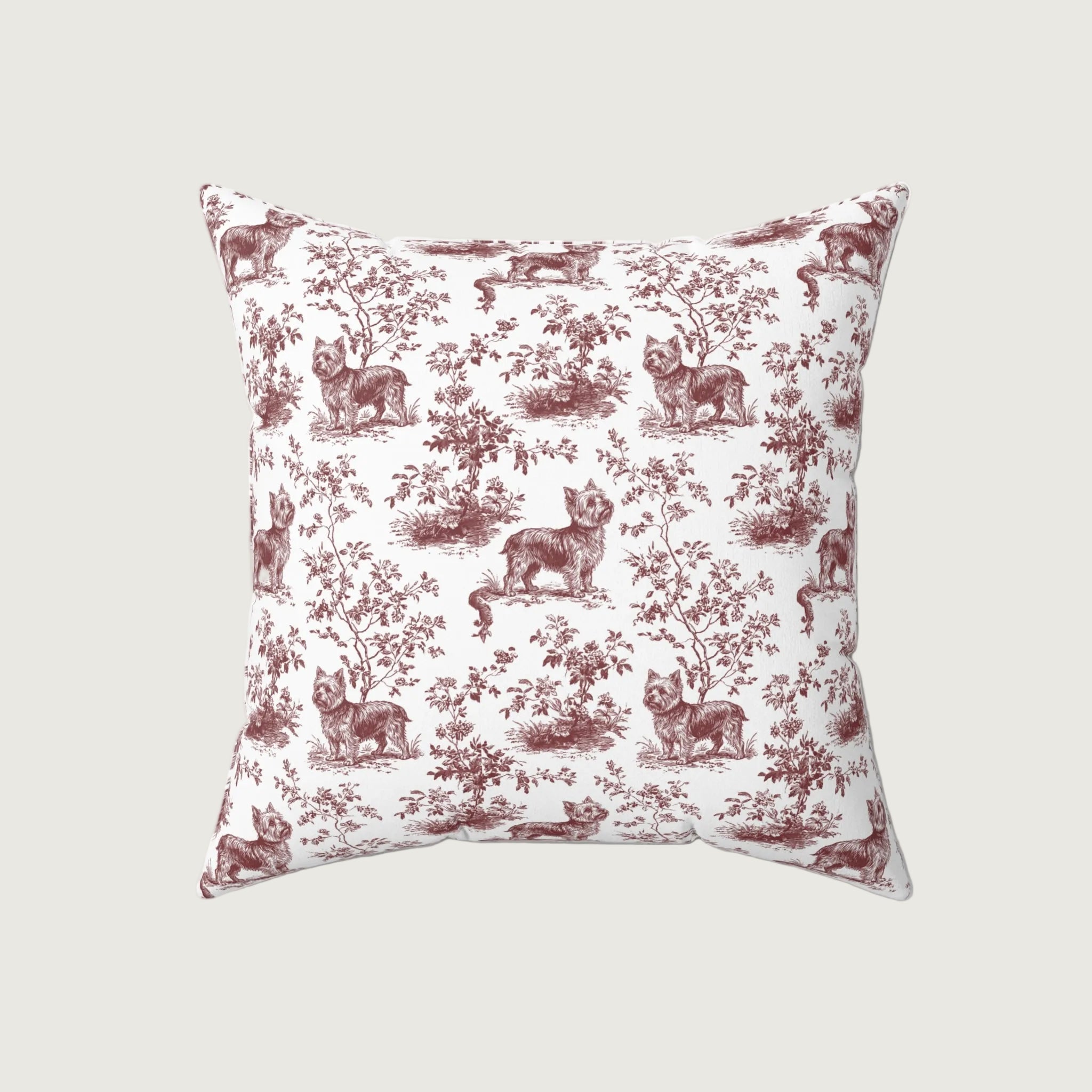 Dog Burgundy French Toile Pillow