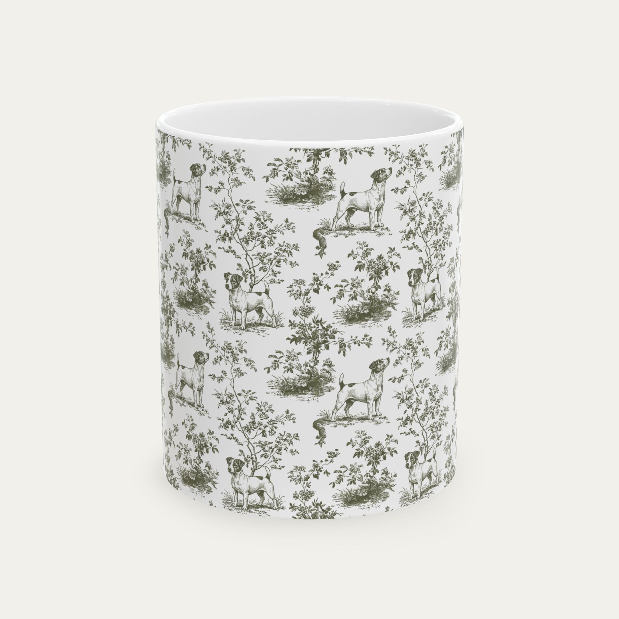 Jack Russell Terrier Sage Green Toile Mug