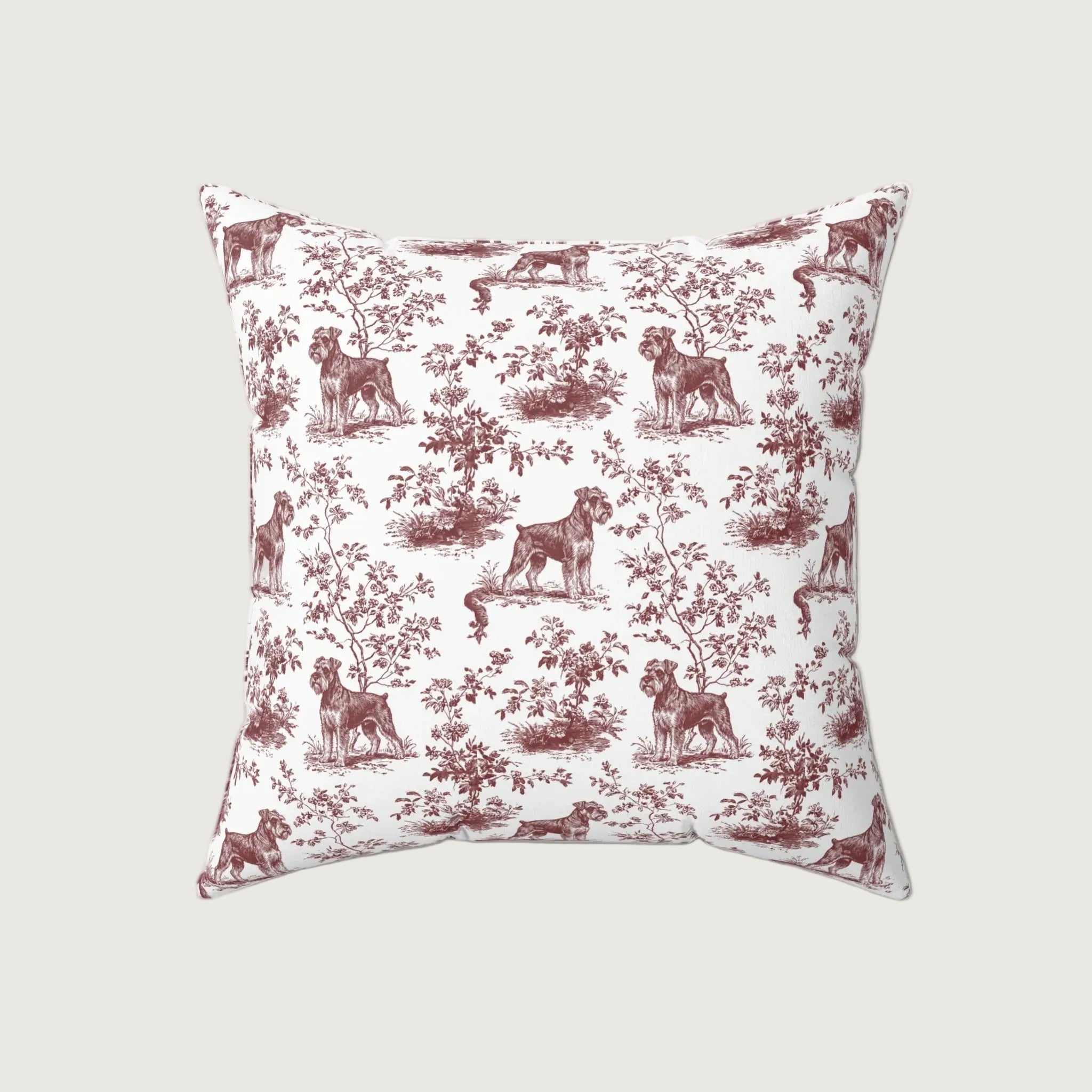 Dog Burgundy French Toile Pillow