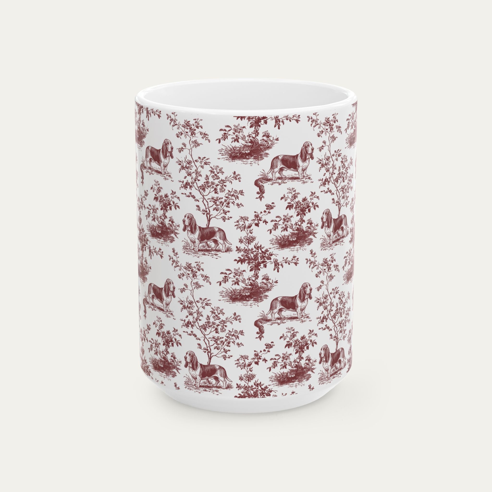 Basset Hound Burgundy Toile Mug