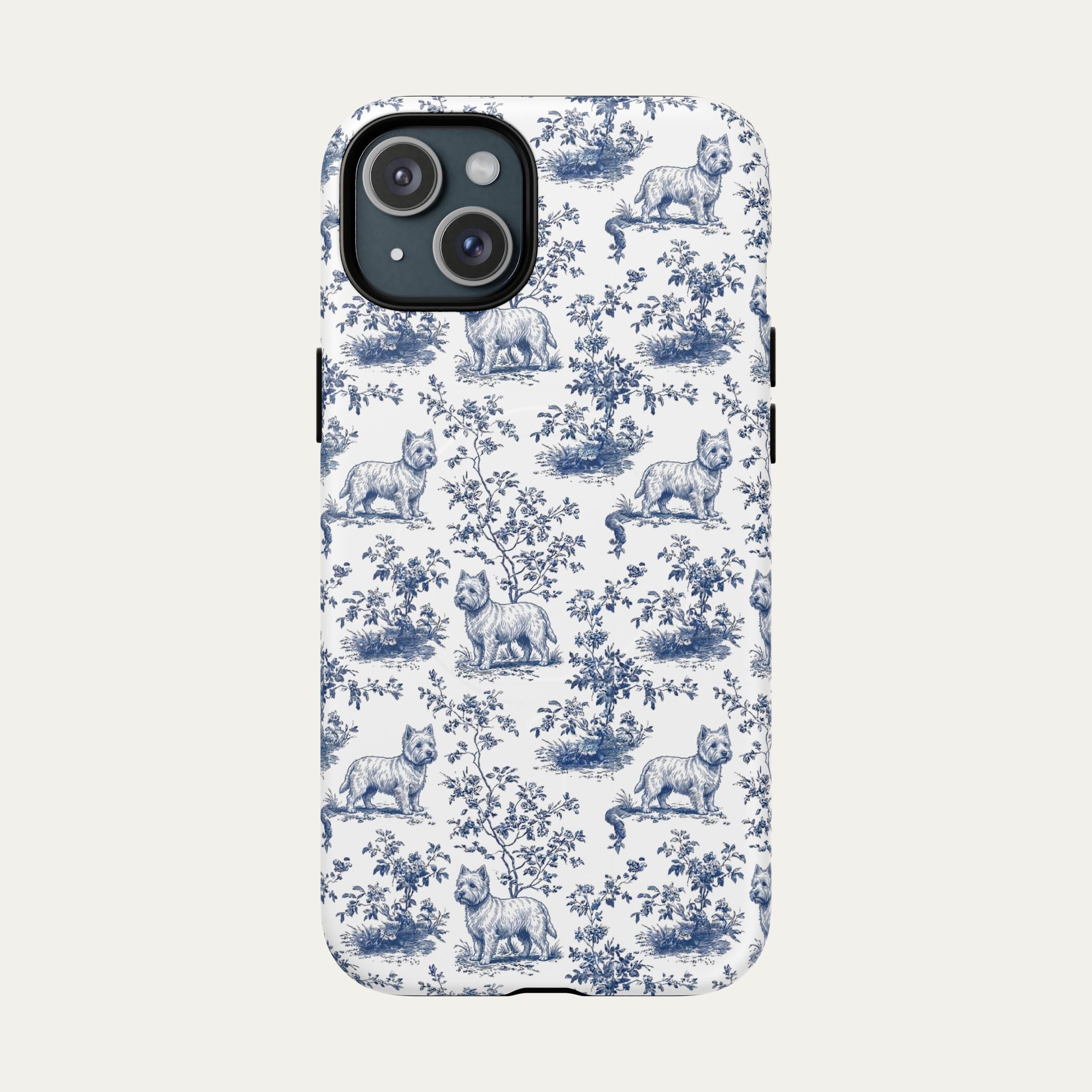 Westie Blue Toile Phone case