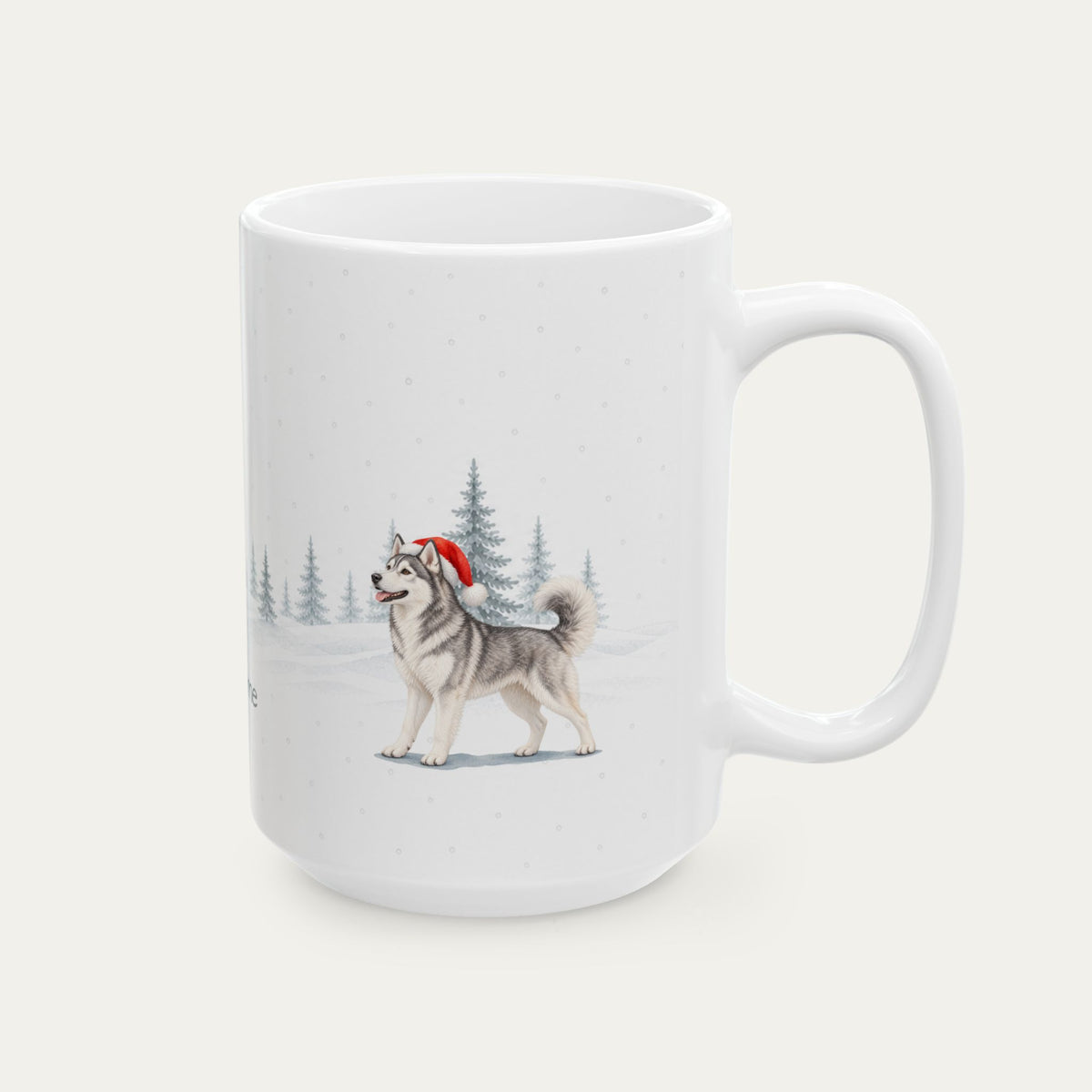 Custom Siberian Husky Gray and White Christmas Santa Hat Mug