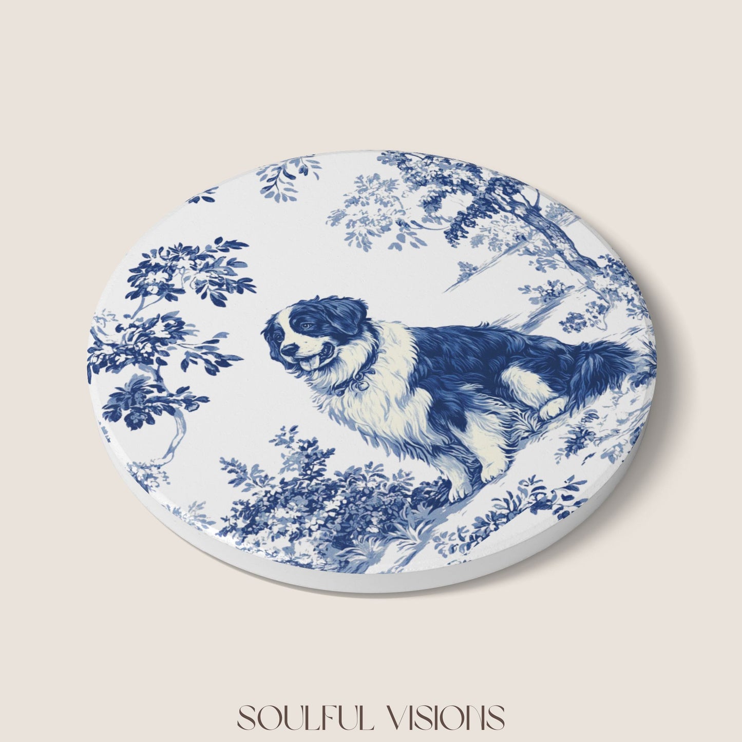 Bernese Mountain Ceramic Coaster French Toile